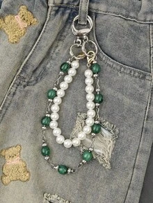 Jadeite Imitates Emerald Green Pearl Short Pants Chain Double-Layer Atmosphere Pocket Chain Fashionable Men And Women Multi Functional Luxury Accessories