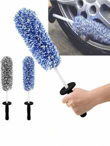 Auto Wasch Super Bürste Plüsch Premium Rad Bürste Rutschfester Griff Einfach zu reinigende Felgen, Speichen, Radkästen Auto Zubehör