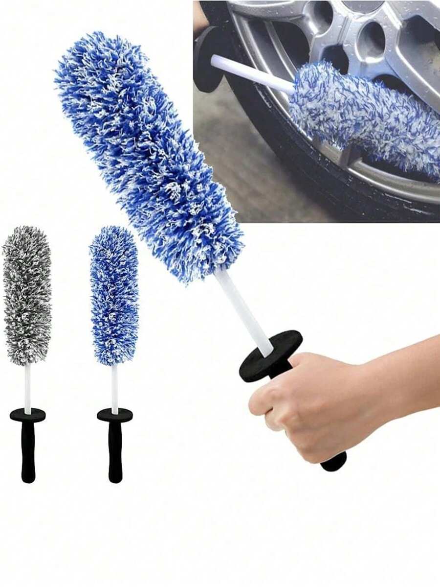 Auto Wasch Super Bürste Plüsch Premium Rad Bürste Rutschfester Griff Einfach zu reinigende Felgen, Speichen, Radkästen Auto Zubehör