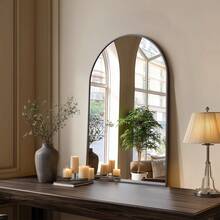 Arched Wall Mirror 30x20 Inch - Rust-Proof Metal Frame, Anti-Fog & Shatterproof For Bathroom Vanity, Bedroom, Entryway(Modern Luxury Gold/Black) - màu đen - Xem 8