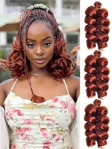 3 件装盒状辫子，松散卷曲钩针编织辫子，黑色发丝，法式扭发，女士合成接发，短卷发，钩针假发，高温纤维假发，女士蓬松波浪编织发型，自然造型辫子颜色：黑色、紫色、绿色、蓝色 - 彩色 - 查看 17