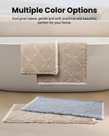 2pcs Diamond-Pattern Waffle Bath Mat, Non Slip Bathroom Mat Set, Ultra Absorbent Bath Mats, Extra Soft Floor Bathroom Rugs Sets, Washable Bath Rugs Set (20"*47" And 16"*24") - Màu Khaki - Xem 8