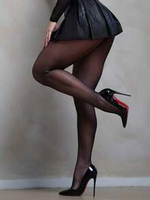 1 Pair Women's Fashion Vertical Striped Tights/Pantyhose Christmas Gift - Black - View 2