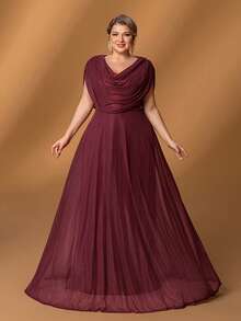 Faeriesty Mosy Plus Women' Draped Collar Sleeveless Formal Party Dress&Mother Of The Bride Dresses