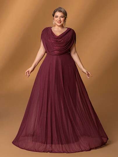 Faeriesty Mosy Plus Women' Draped Collar Sleeveless Formal Party Dress&Mother Of The Bride Dresses