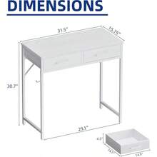 32 Inch Small Computer Desk With 2 Drawers Bedroom Study Writing Home Office Table Small Spaces Black - White - View 3