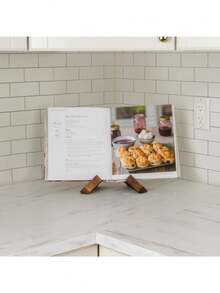 手工木制食谱书架 - 现代厨房和家居装饰，光滑的表面，坚固的食谱架，适用于台面、桌面、餐桌 - 烹饪爱好者的理想圣诞礼物，优雅的设计，耐用的木材，美食礼物