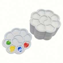 20/35/50pcs Mini Flower Shaped Plastic Painting Palettes - Art Oil Painting Trays For Watercolor, Acrylic And Oil Painting Mediums - White - View 11