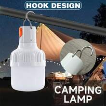 8-Pack Rechargeable LED Camping Lights With Hook And USB/DC Power Adapter, 36V High Capacity, IPX6 Dustproof, Matte ABS Durable Flashlights With Hanging Hook And Hanging Cap, Suitable For Emergencies, Camping, Rock Climbing, Indoor Use, USB/AC Rechargeable, LED Bulb, Suitable For Home Backup And Commercial Lighting (Compatible With Mobile Power Banks/Solar Panels) - trắng - Xem 2