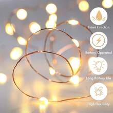 1pc Battery Powered Copper Wire Lights, DIY Fairy Lights, Powered By 3AA Batteries (Batteries Not Included), Suitable For Indoor Bedroom, Living Room, Dining Room, Patio, Garden, Fence, Holiday Decor, Creates Wonderful Ambiance - Star - View 5