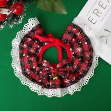 1pc Pet Christmas Scarf, Breathable And Non-Irritating, Checkered Design With Bell Charm And Bow, Assorted Styles (Gold Check, Red/Black Check, Green/Black Check, Black/White Check), Suitable For All Seasons To Keep Your Pet Fashionable And Adorable - Multicolor - View 22
