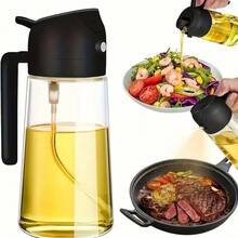 1pc 2-In-1 Portable Olive Oil Sprayer And Dispenser, 15.89 Oz Plastic Kitchen Oil Mister Bottle, For Cooking, Grilling, Air Fryer, Baking, Salad