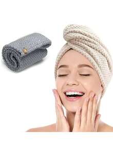 1条/4条装柔软超细纤维干发巾 - 速干、超强吸水、温和呵护女性及女孩卷发或受损发质，纯色浴室配件，浴帽，美发沙龙产品及配件，美容旅行必备 - 彩色 - 查看 10