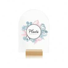 15 piezas de placas de acrílico en blanco con soportes de madera, soportes de tarjetas de señalización arqueada para mesa, adecuados para bodas, fiestas de cumpleaños, decoración de tarjetas de lugar de hotel