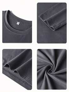 Autumn/Winter Women's Slogan & Palm Tree Print Round Neck Loose Casual T-Shirt, From Casual Day To Chic Night: Explore Our Women's Long Sleeve T-Shirts That Easily Adapt To Different Occasions And Create The Perfect Look - 深灰色 - 查看 5