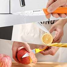 Paring Knife 8PCS Paring Knife Set With Cover Small Kitchen Vegetable Fruit Knives 3.5 Inch Ultra Sharp PP Handle - 彩虹粉紅橙色綠色黃色 - 查看 3
