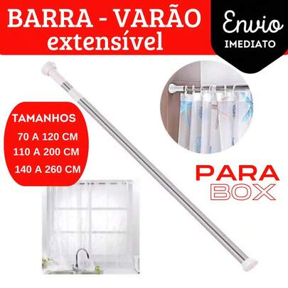 Porta Cortina Multiuso Box Varão Bastão Para Banheiro de Extensível Universal Ajustável