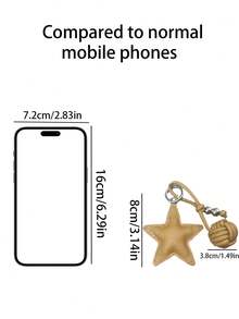 1PC Five-Pointed Star Key Chain, Star Shaped Keychain, Handmade Pentagrams Pendant Key Chain, Leather Star Pendant Versatile Bag Charm Phone Case Camera Key Chain, Leather Pentagram Woven Ball Pendant Christmas Gift