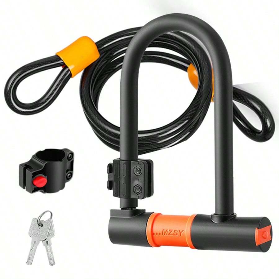 Heavy Duty U Shape Bike Lock W/ 2 Keys Cable Anti Theft Secure Locks For Bicycle - Multicolor - View 1