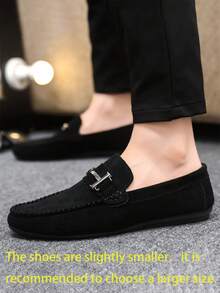 Men's Loafers, New Casual Shoes, Versatile Moccasin Shoes, Slip-On Boat Shoes With Metal Buckle Decor, Suitable For Casual, Valentine's Day, Halloween, Going Out (Size Runs Small And Narrow, Suggest Ordering One Size Up) Chic Autumn - Black - View 4