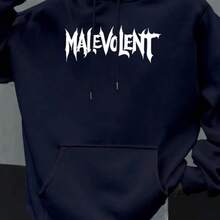 Slogan Graphic Retro Street Style Hooded Sweatshirt For Men - 100% Polyester Soft Breathable Warm Winter Hoodie With Gothic Letter Print (Evil Design), Hip Hop Sportswear, Front Pocket, Long Sleeve Casual Pullover, Suitable For Gym, Outdoor & Casual Gown - Red/Black Contrast Men's Style - Ideal For Fall And Winter Layout, Hoodie - Black - View 7