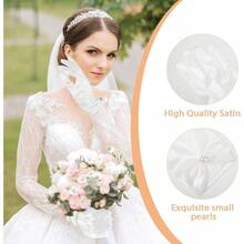 White Gloves Women, Floral Lace Gloves Bridal Elegant Short 1920s Wedding Opera Dinner Party