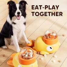 2-In-1 Dog Interactive Slow Feeder Bowl And Food Puzzle Toy, Duck-Shaped Dog Snack Dispenser Anti-Bulging Bowl For Healthy Eating And Intelligence Training (Yellow) - 黃色的 - 查看 9