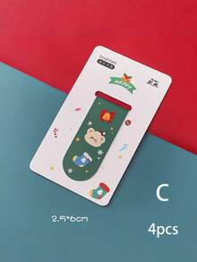 4pcs Cartoon Christmas Magnetic Bookmarks, Cute Girl Personalized Elegant Creative Bookmarks For Students, Double-Sided Paper Clip Magnetic Fridge Stickers