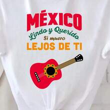 Camiseta de mujer cuello redondo manga corta estampado, MÉXICO cultura tacos futbol MX país tierra gente patria mexicana bien nacida mexican patriota VIVA México lindo querido tricolor verde blanco rojo , blusa gráfica playera estampada para - Blanco - Ver 2