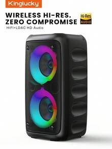 Kinglucky Enceinte sans fil avec caisson de basses, grande enceinte type boombox, enceinte stéréo, caisson de basses, enceinte sans fil pour l'extérieur, lumière de fête disco, TWS/MIC