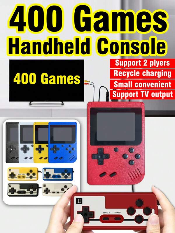 1 pezzo Console da gioco portatile con 400 classici giochi retrò nostalgici, console da gioco portatile mini in stile retrò russo, supporta gioco multiplayer, supporta connessione TV, ricaricabile, regalo ideale per marito e fidanzato