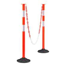 2 Pack Traffic Delineator Posts, 34 In Traffic Safety Cones With Weighted Base, Reflective Strips And Chain, Heavy Duty Delineator Posts For Construction Site, Parking Lot, Crowd Control, Red - 2-piece Set - View 11