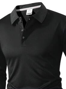 3pcs Boyfriend Style Men's Lightweight Breathable Running Fitness Casual Solid Color Long Sleeve Polo Shirts, Spring/Autumn - Multicolor - View 4