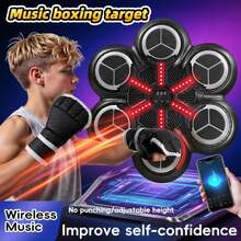Music Boxing Machine - Interactive Punching Trainer With Boxing Gloves, Large-Sized Wall-Mounted Electronic Boxing Target For Kids, Wireless Punching Pad With LED Lights, Fun Training Equipment For Kids, Ideal Gift For Halloween, Easter And Birthdays
