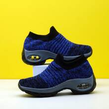 Damskie różowe, codzienne, amortyzowane, amortyzujące, wsuwane tenisówki z dzianiny typu skarpetka, wygodne obuwie do tańca