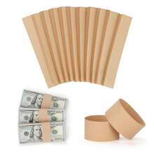 30/50/100pcs Brown Kraft Paper Cash Straps, Self-Adhesive Bill Bundling Bands For Cash Packaging And Money Organization - Multicolor - View 5
