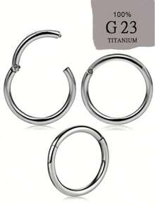 1件 G23 钛金属铰链式鼻环，钛金属鼻环 20G 16G 14G，直径 5mm 至 12mm，适用于耳软骨、耳廓、耳屏、耳廓内侧、耳廓内侧穿孔，铰链式鼻中隔环，身体穿刺饰品 - Titanium Hinged - 查看 1