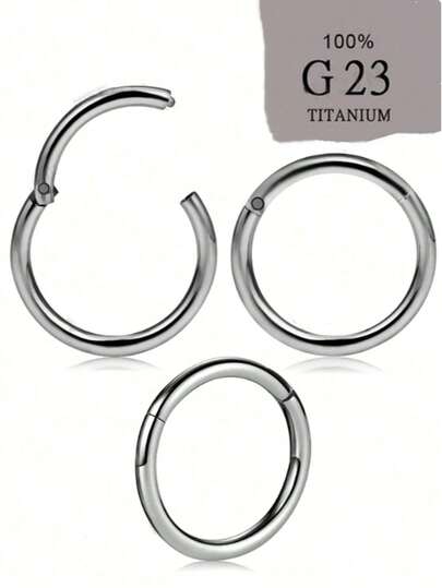 1pc G23 Titanium Hinged Segment Ring, Titanium Nose Ring 20G 16G 14G, Diameter 5mm To 12mm, Suitable For Cartilage, Helix, Tragus, Conch, Daith Piercings, Hinged Septum Clicker, Body Piercing Jewelry