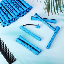 WILLBOND 40 Pcs Perm Rods For Long Hair Plastic Curl Rods Cold Wave Irons Curling Roller For Hair Styling Hairdressing Tools(0.28 Inch,Yellow) - 藍色 - 查看 8