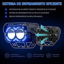 Faros LED Faros Auxiliares para Moto de 62W y 36000lm, luces auxiliares de doble color, 3 modos, Luces Exploradoras para Moto Doble ojos - Azul - Doble ojos - Azul - Ver 3
