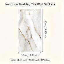 10/20/50pcs Marble Effect Self-Adhesive Wall Tiles, Vinyl Foam Wall Stickers, Waterproof And Moisture-Proof, Easy To Clean And Cut, For Bathroom, Living Room, Kitchen, Bedroom Renovation - Multicolor - View 4