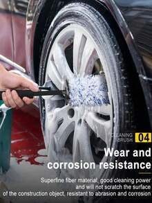 Auto Wasch Super Bürste Plüsch Premium Rad Bürste Rutschfester Griff Einfach zu reinigende Felgen, Speichen, Radkästen Auto Zubehör