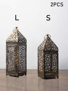 1个/2个装大型摩洛哥灯笼烛台，适用于斋月装饰、开斋节、悬挂装饰、户外露台或门廊、室内家居装饰、婚礼、穆派对，黑色