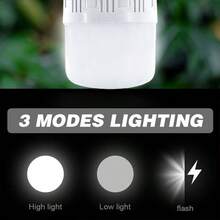 8-Pack Rechargeable LED Camping Lights With Hook And USB/DC Power Adapter, 36V High Capacity, IPX6 Dustproof, Matte ABS Durable Flashlights With Hanging Hook And Hanging Cap, Suitable For Emergencies, Camping, Rock Climbing, Indoor Use, USB/AC Rechargeable, LED Bulb, Suitable For Home Backup And Commercial Lighting (Compatible With Mobile Power Banks/Solar Panels) - trắng - Xem 5