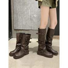 Women Mid-Calf Boots - Brown Mid-calf - View 2
