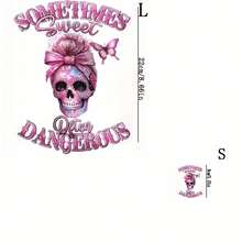 1/2/3pcs Pink Skull Heat Transfer Stickers, DIY Iron-On Patches, Suitable For Durable Plastic T-Shirts, Pillow Decor, Washable Multi-Color Stickers For Backpacks, Pillows, Pants, Sofa Covers - High Quality And Fade-Resistant T-Shirt Printing - Multicolor - View 4