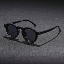 1pc Unisex Fashion Plastic Frame Sunglasses, Solid Color Pattern, Round Shape, Suitable For Daily Commute, Driving, Cycling, Beach, Leisure, Outdoor Sports, Outfit Matching, Street Photography, Party, Gift, Fits All Face Shapes