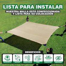 Hanlob Malla Sombra Raschel 90%, Sombra para jardín, cocheras, Lonas Sombras Reforzada (Beige, 5mx2m) - Beis - Ver 5