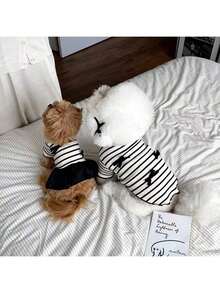 Vestido de camiseta a rayas casual y cómodo para perros y gatos de mascota, adecuado para caniche, yorkshire, bichón frisé, shih tzu, para todas las estaciones