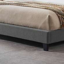 KING SIZE UPHOLSTERED PLATFORM BED FRAME WITH MODERN TUFTED WAFFLE STITCHING, EASY ASSEMBLY, CHARCOAL GRAY